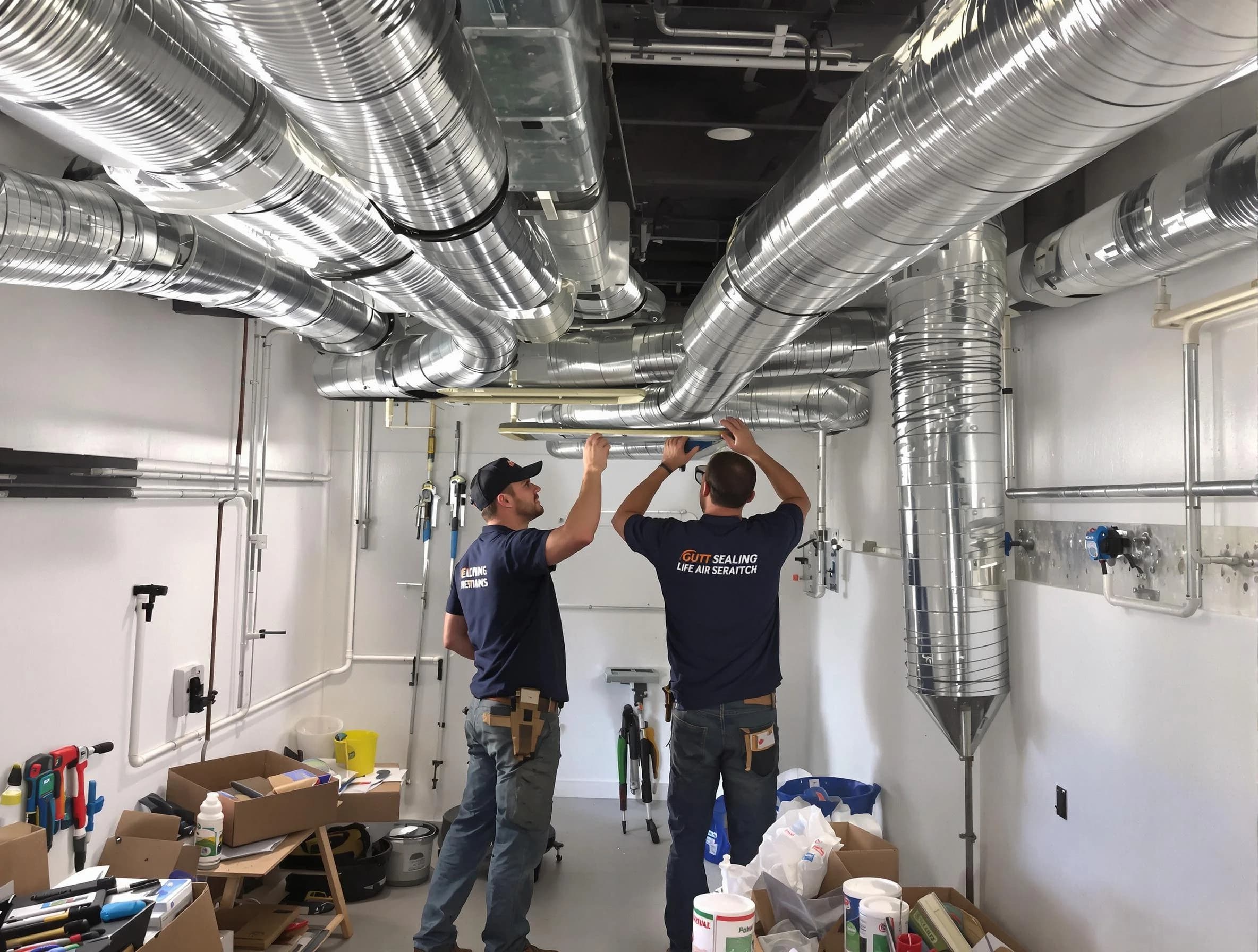 Paradise Hills Air Duct Cleaning technician applying professional duct sealing solutions in Paradise Hills