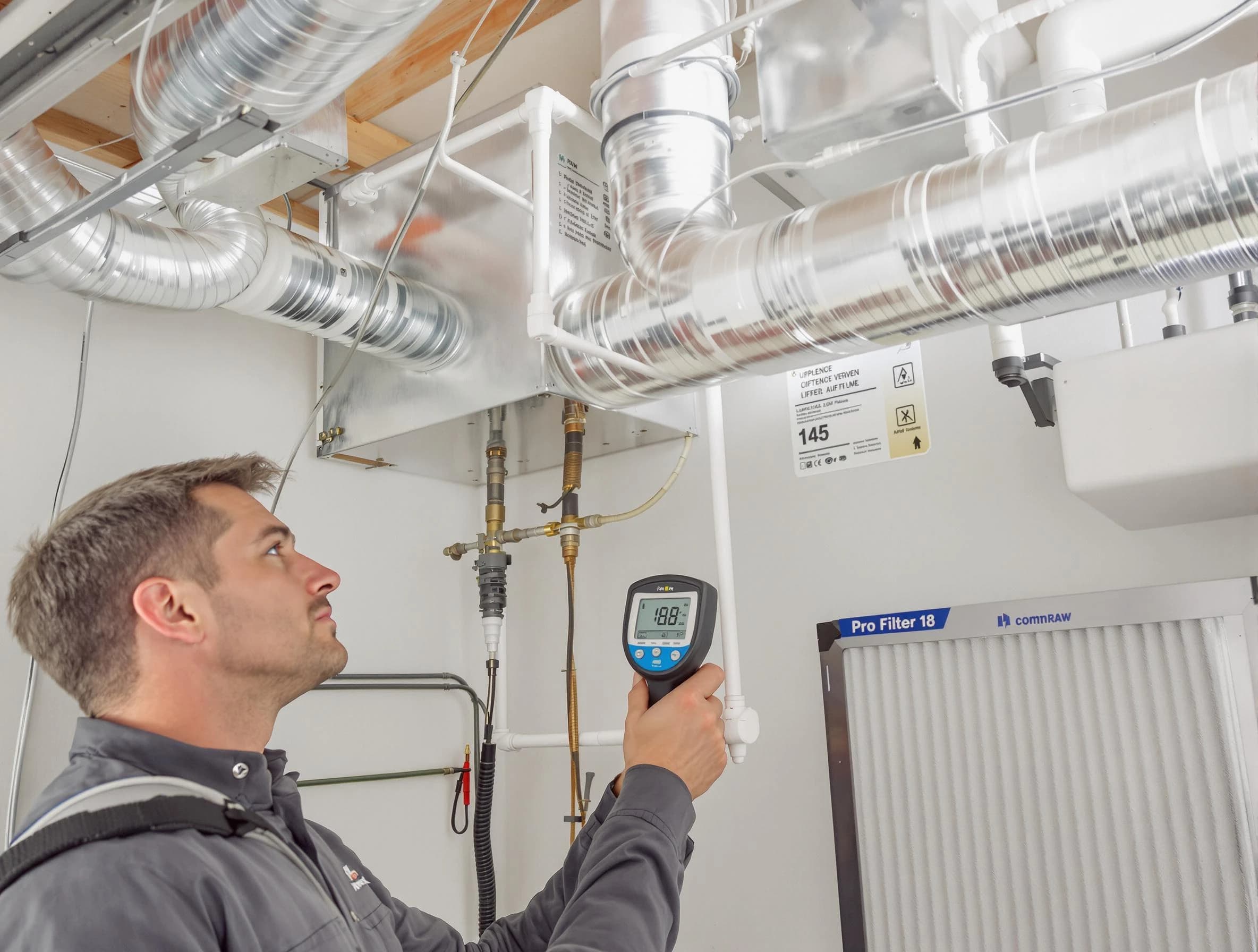 Paradise Hills Air Duct Cleaning expert conducting detailed filter system inspection using diagnostic tools in Paradise Hills