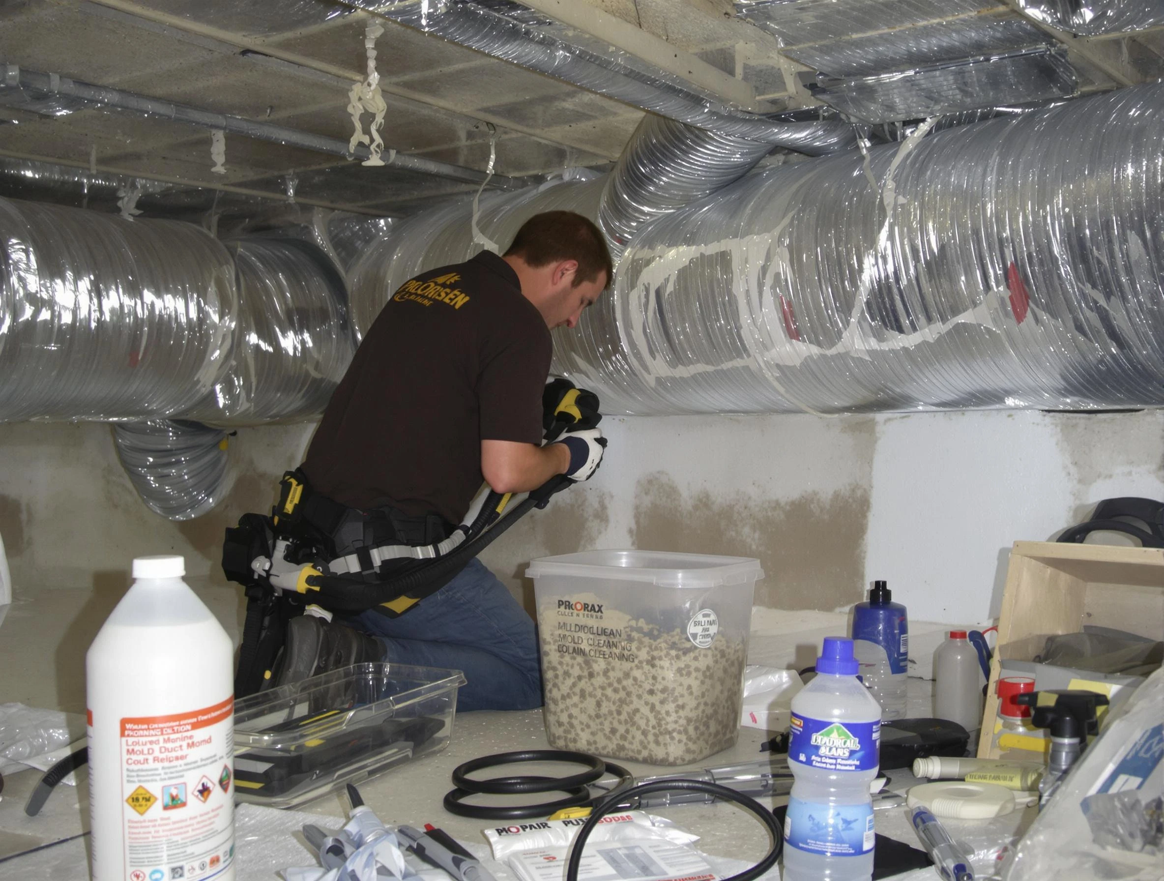Paradise Hills Air Duct Cleaning specialist performing professional mold removal from air ducts in Paradise Hills