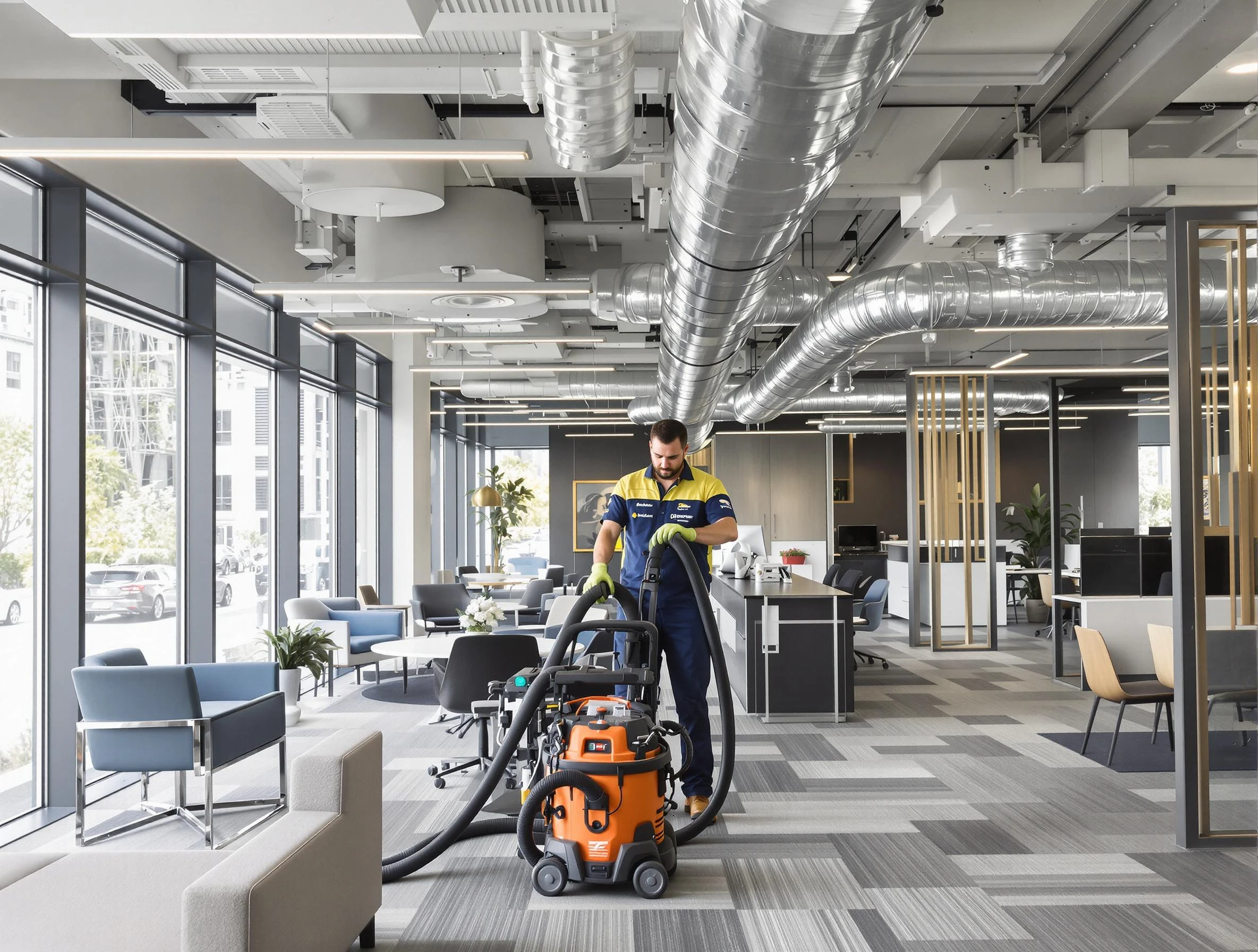 Paradise Hills Air Duct Cleaning team performing thorough commercial duct cleaning at a Paradise Hills business center